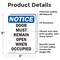 Signmission Door Must Remain Open When Occupied, 3.5 in W x Rectangle, Vinyl Decal OS-2PACK-NS-D-35-V-11509 - alternate 3